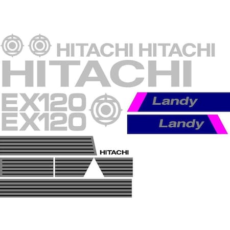 Aftermarket Hitachi EX120 Excavator Decal Set HTEX120-1DECALSET